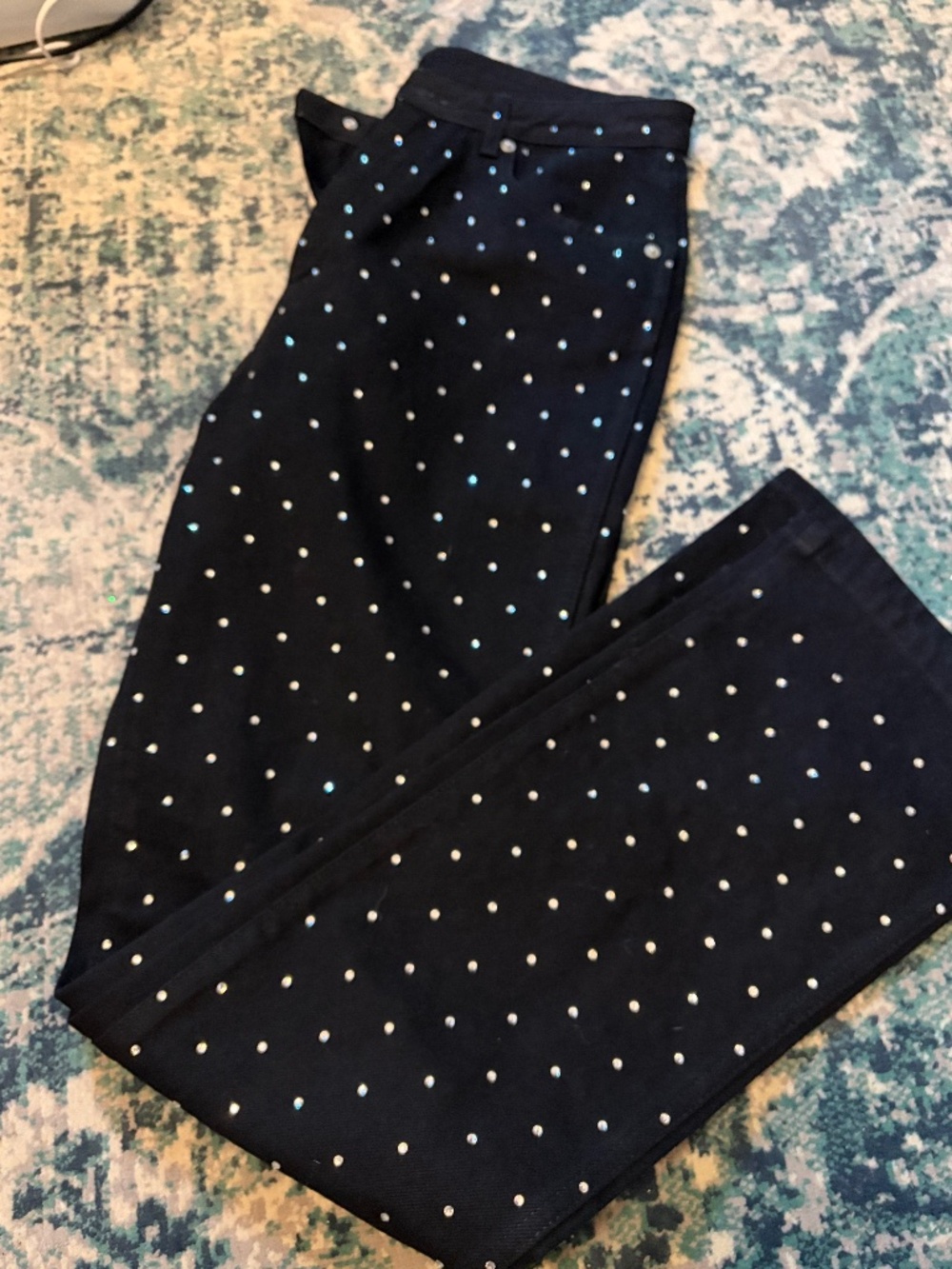 Black Rhinestone Embellished Jeans